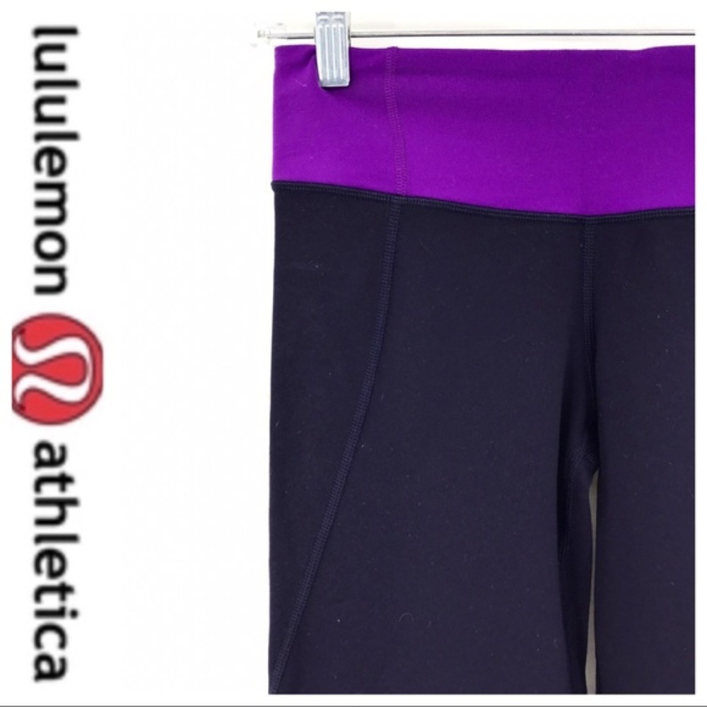 💕SALE💕 Lululemon Crop & Gather Black Purple Band - Picture 7 of 8